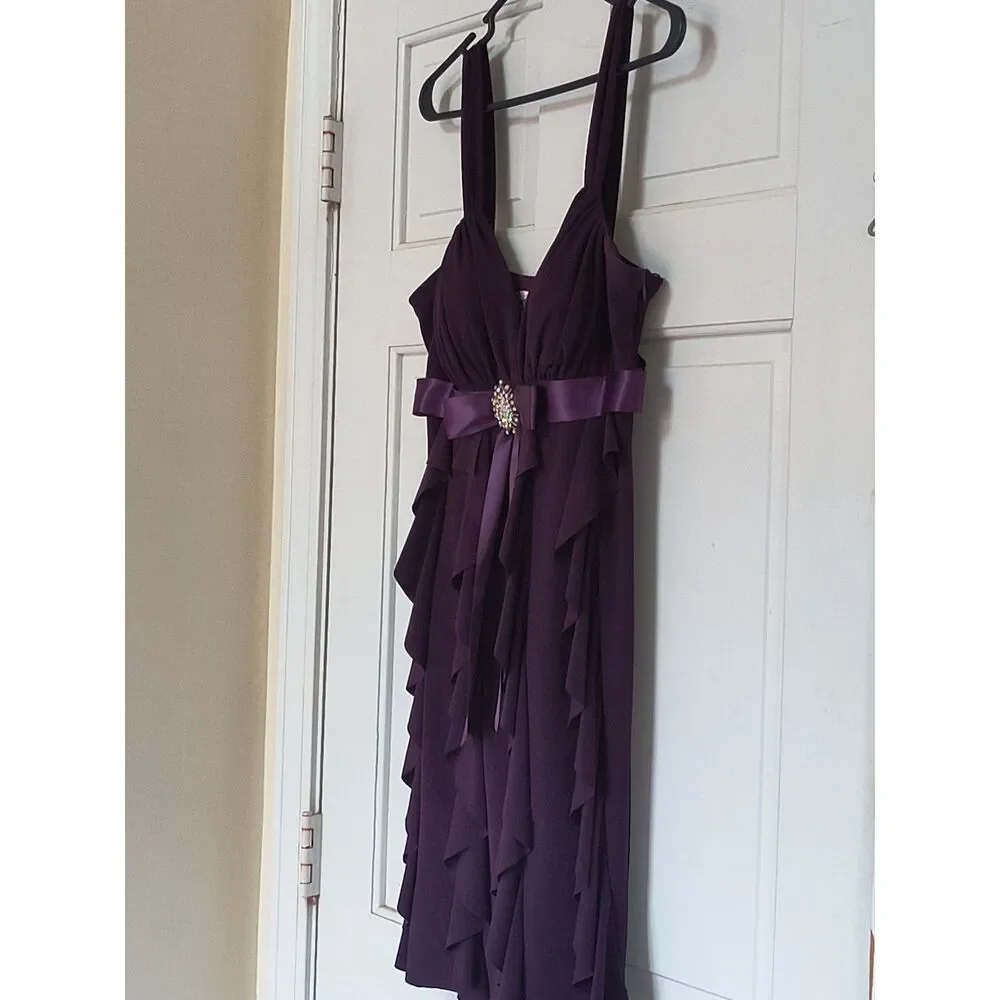 Betsy & Adam NWOT Purple Ruffled Cocktail Dress - Size 12P - Wedding Guest - Picture 7 of 7
